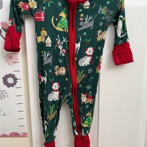 Little Sleepies Green and Red Holiday Footies